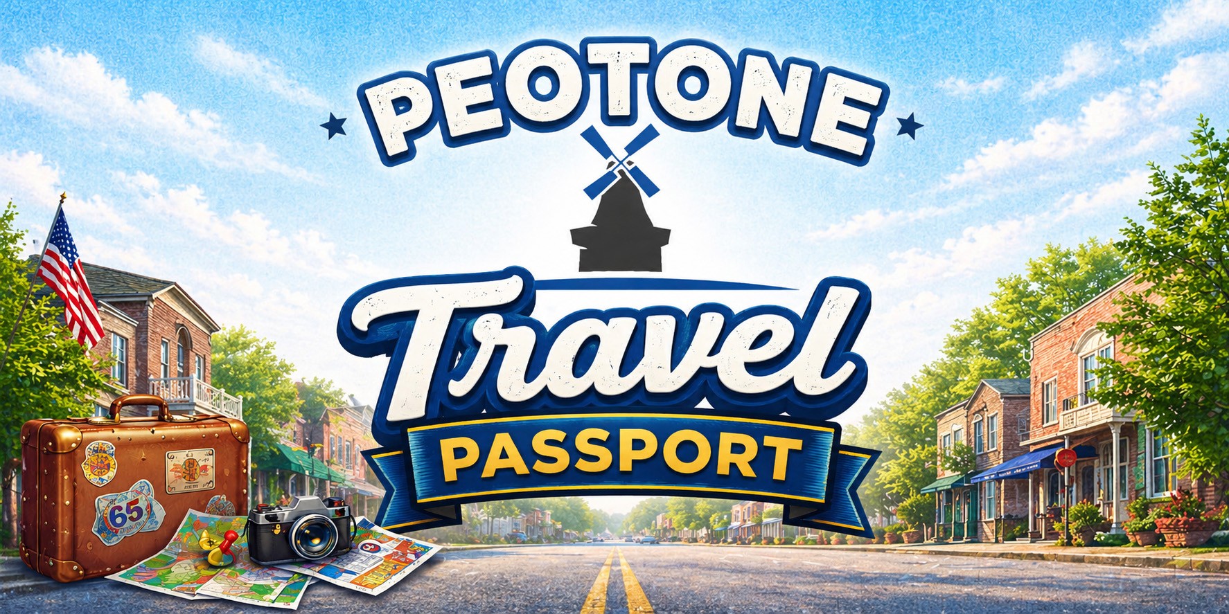 Peotone travel passport with windmill graphics