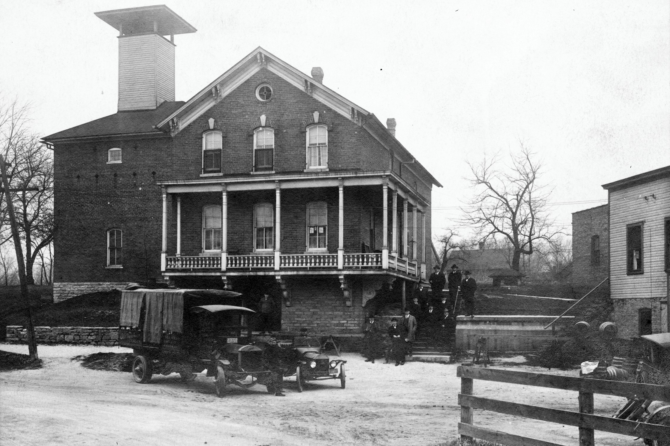 old photo of thornton distilling photo is in black and white
