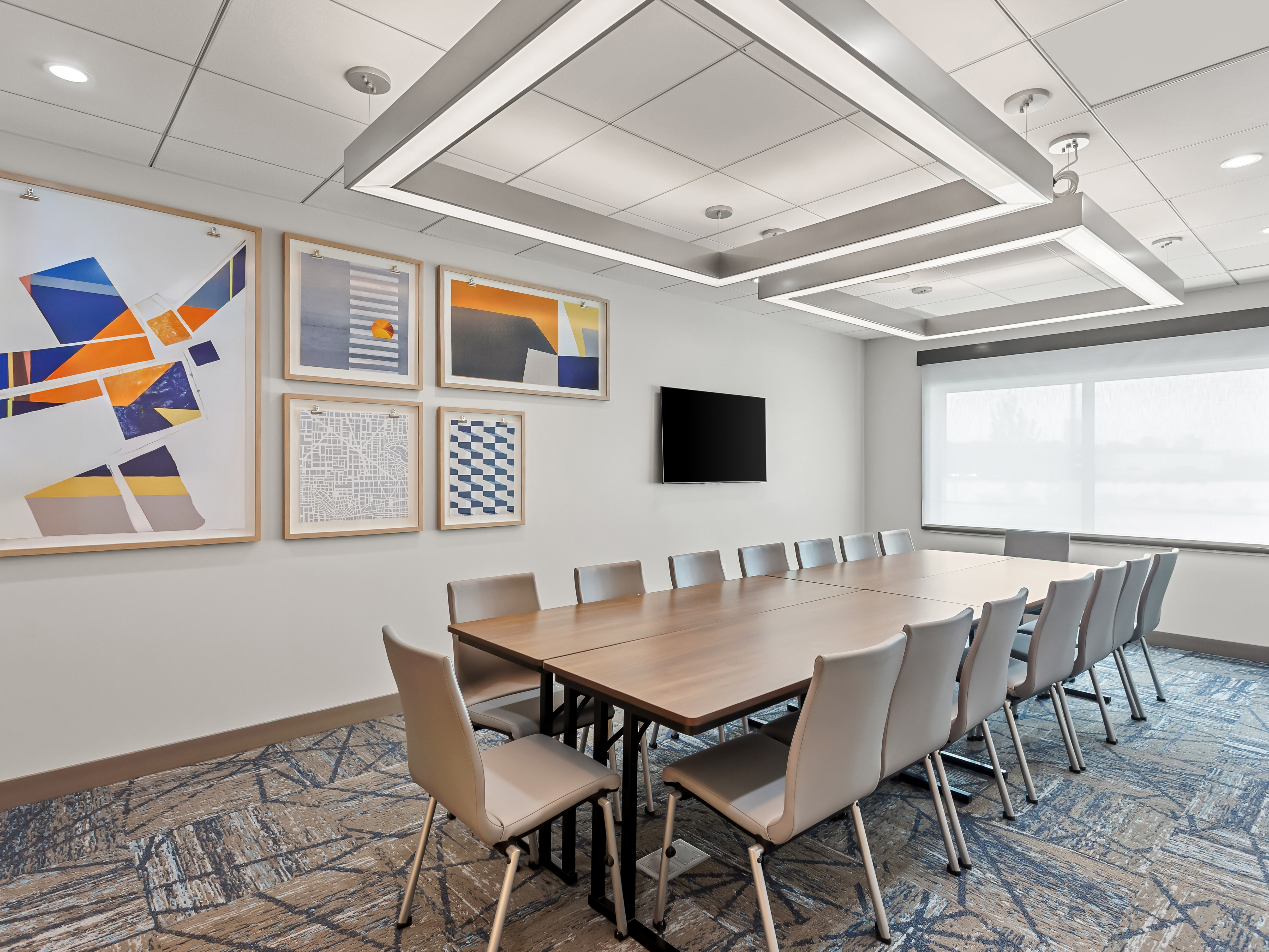 meeting room set up for a board meeting