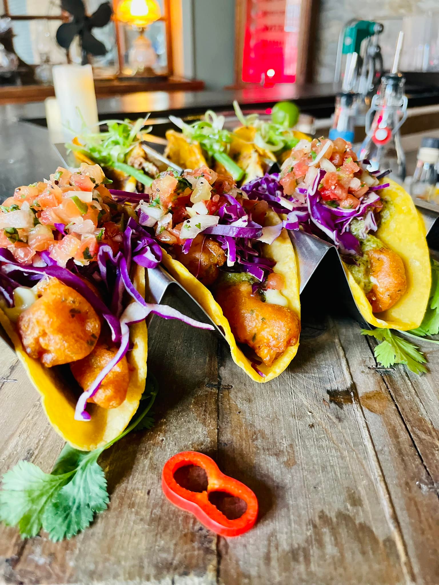 Fish tacos from Thornton Distilling Co.