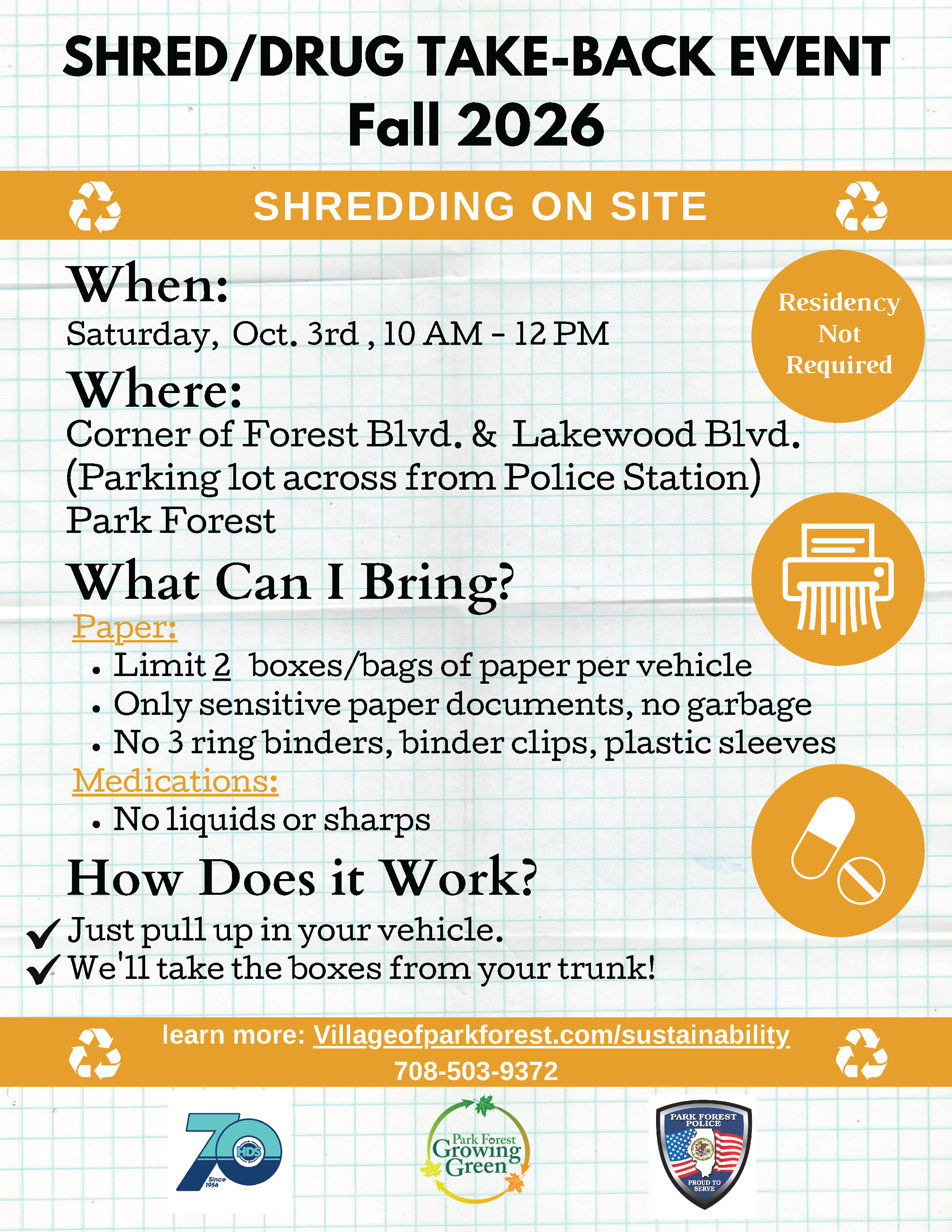 PARK FOREST SHRED/DRUG TAKE BACK EVENT